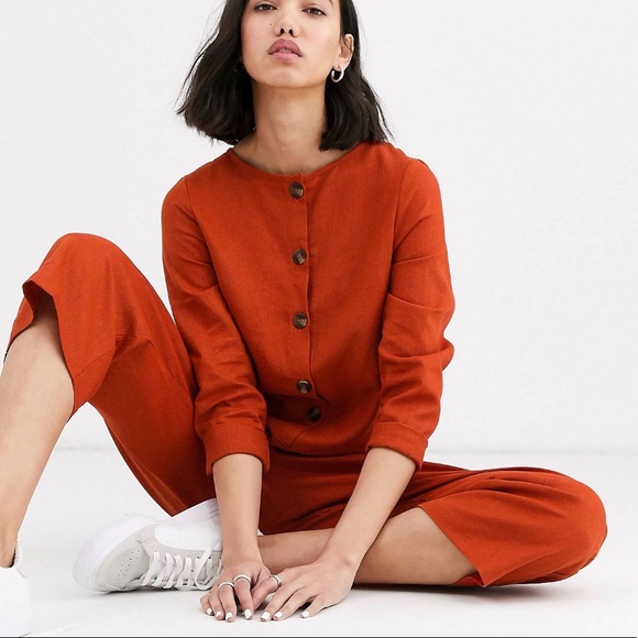 ASOS Rust Cotton Jumpsuit - Picture 1 of 4